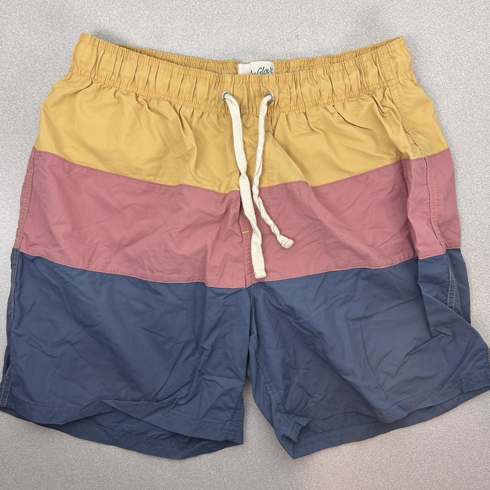Body Glove Vintage Swim Trunks Colorblock Pastel Yellow Pink Blue Size M 32 Surf